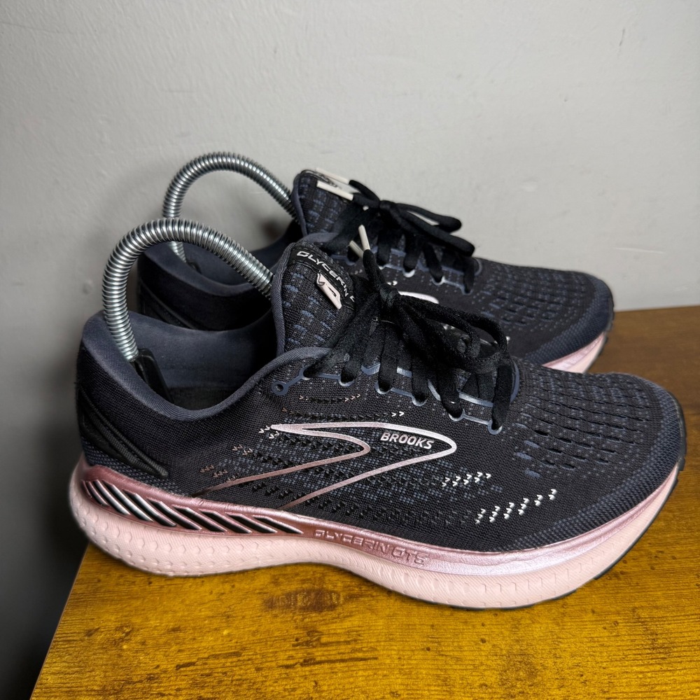 Brooks Glycerin GTS 19 Running Shoes Women Size 7.5 D Wide Black Pink